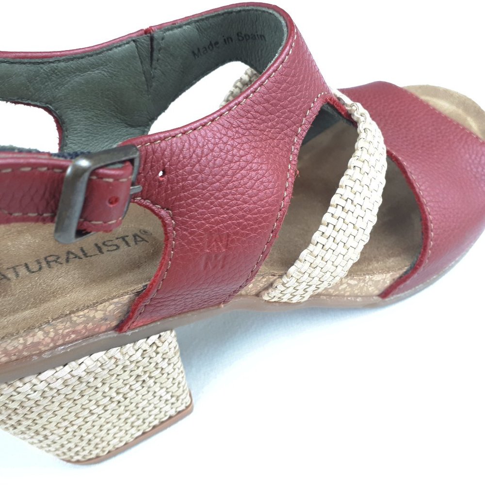 El Naturalista Red Ivory Chunky Heel Leather Sandals - Picture 10 of 15